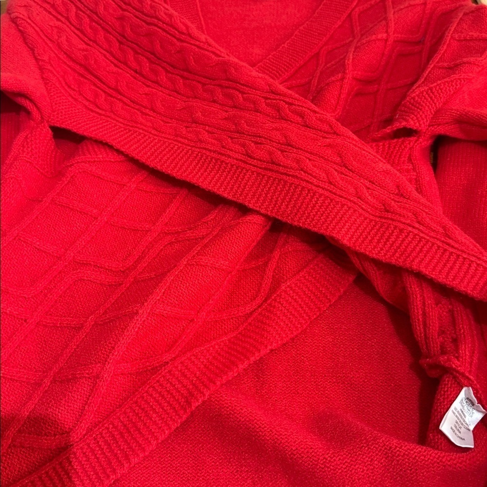 Patrizia Luca Bold Crossover Cable knit red sweater size Small - Picture 6 of 8